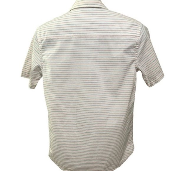 Gap Kids Red White Blue Short Sleeve Button Down Shirt XXL Striped Casual EUC - Picture 2 of 5